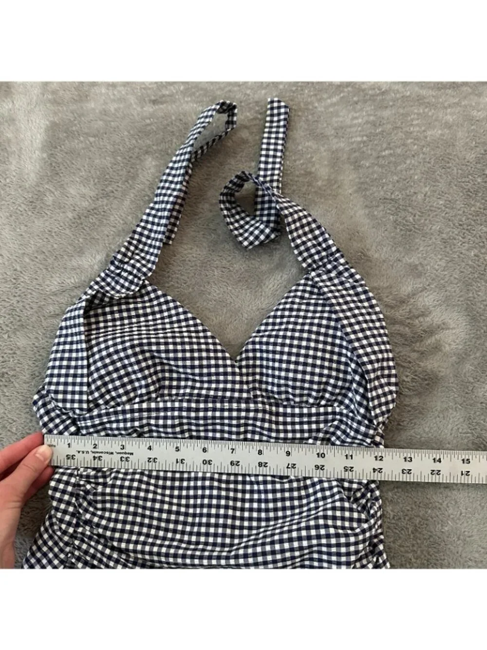 Draper James RSVP Blue Gingham One PIece Swimsuit Women's MEDIUM Halter